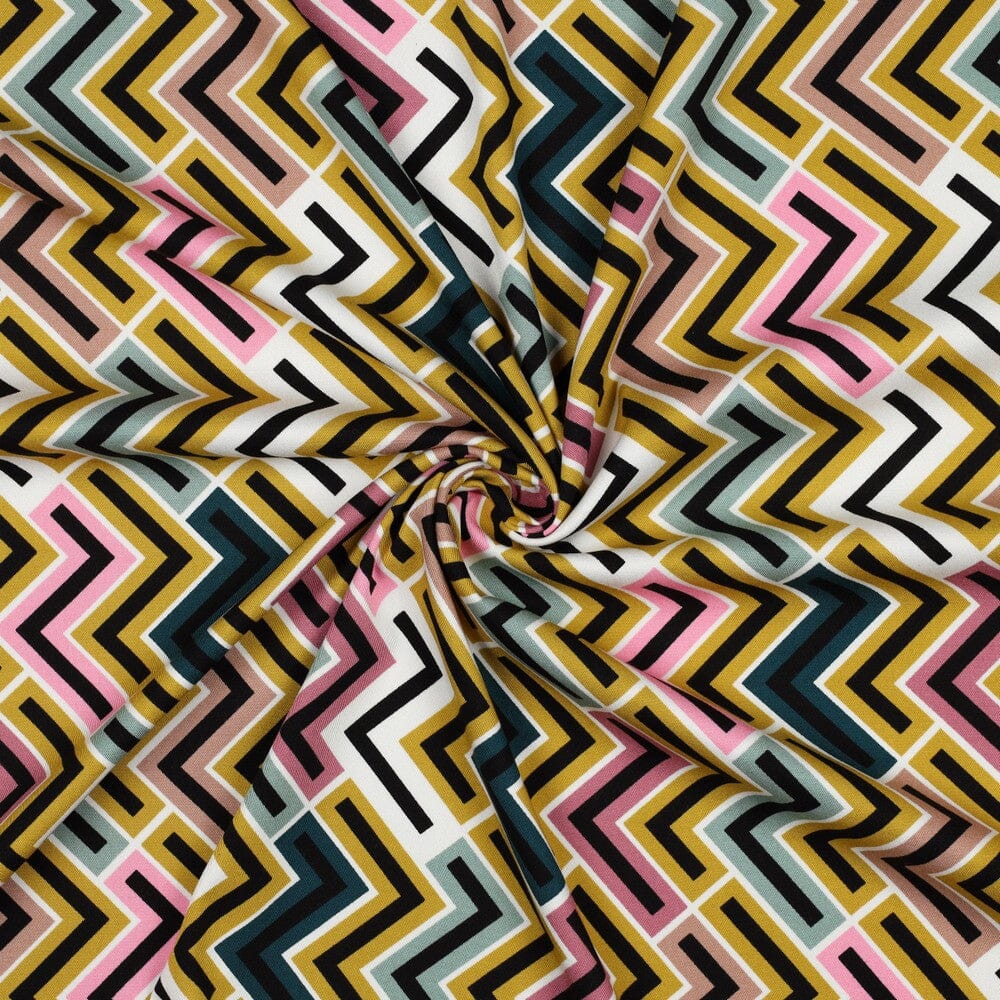Tissu Viscose Stretch - GEOMETRIC ROZELA - Moutarde (Vendu x10cm) Tissus Sélection Gaspard & Léonie | Gaspard et Léonie Tissus en ligne et Mercerie à Toulouse