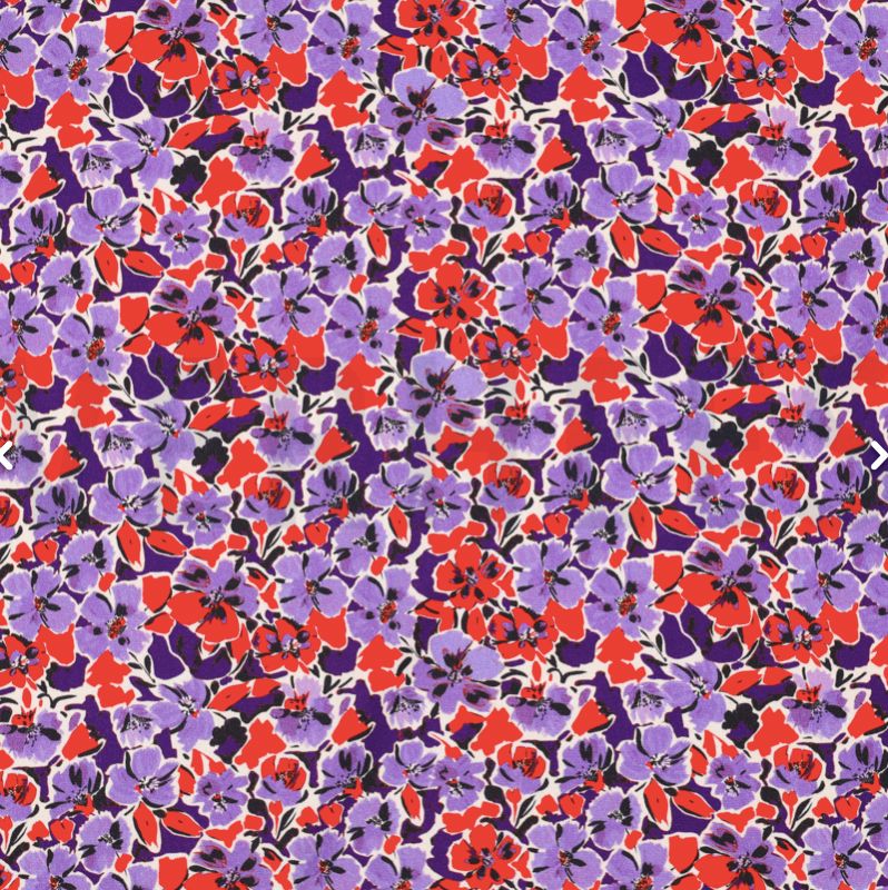 Tissu Viscose Stretch ROSELLA - Violet/Corail (Vendu x10cm) Tissus Sélection Gaspard & Léonie | Gaspard et Léonie Tissus en ligne et Mercerie à Toulouse