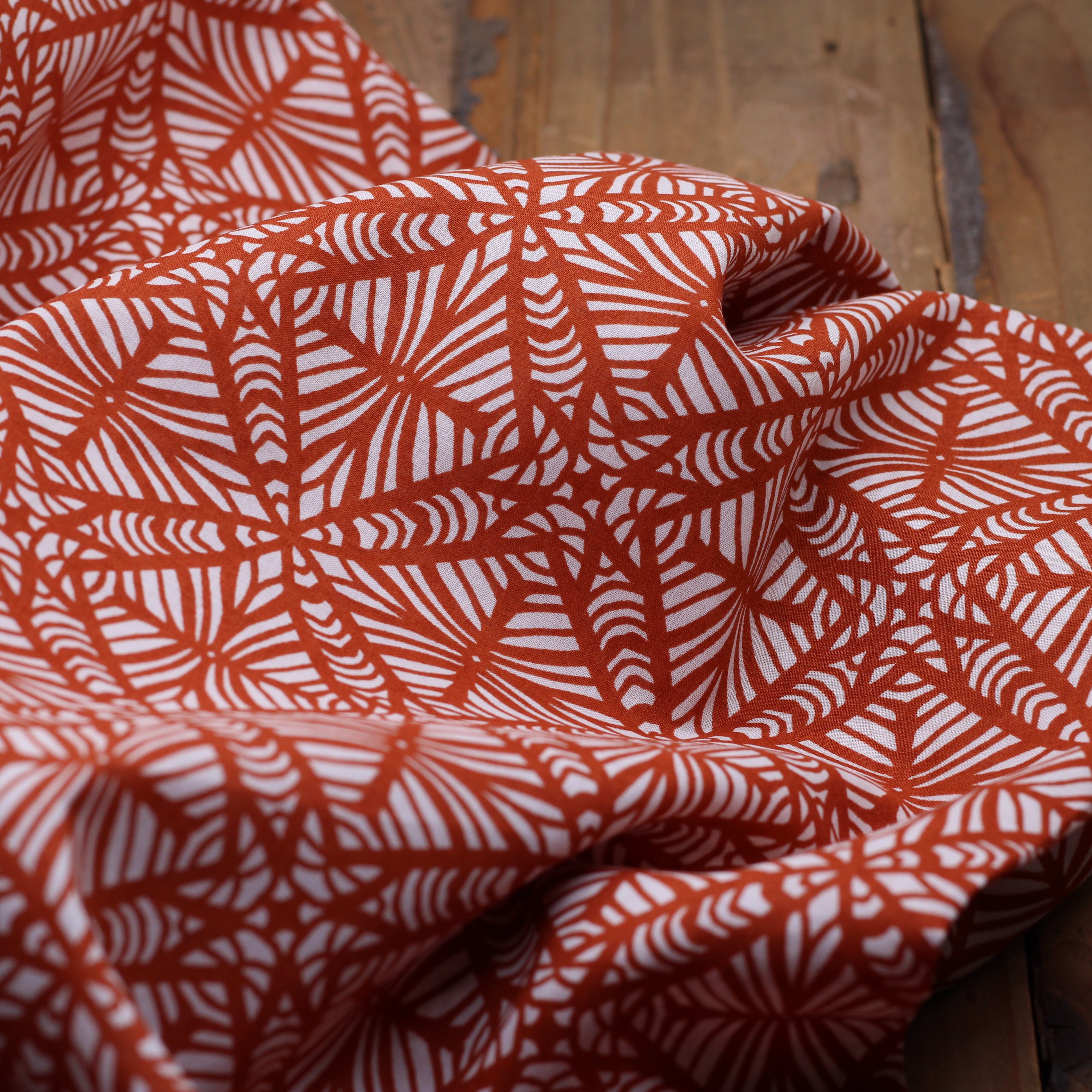 Tissu Voile de coton - COGNAC ABSTRACT (Vendu x10cm) Tissus Sélection Gaspard & Léonie | Gaspard et Léonie Tissus en ligne et Mercerie à Toulouse