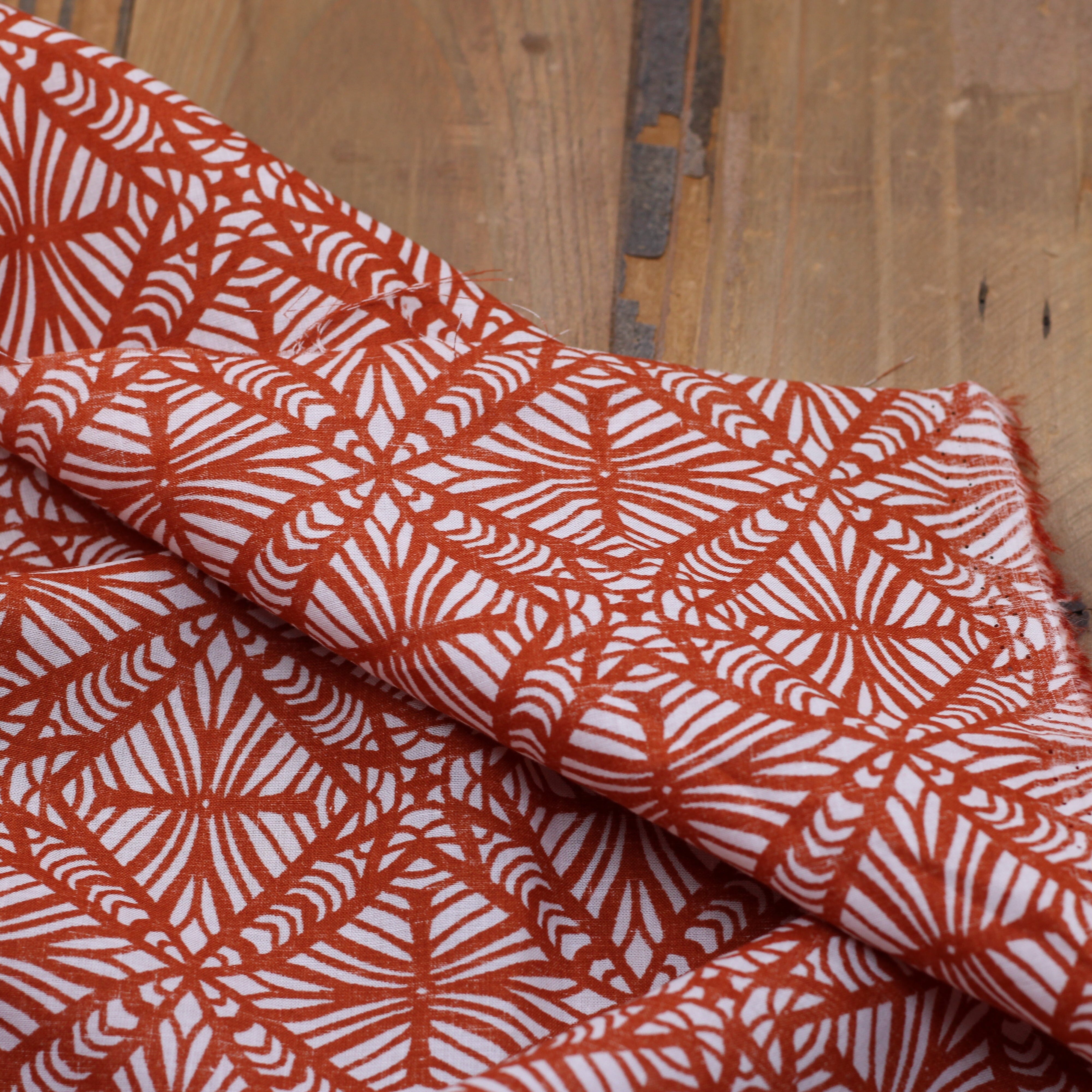 Tissu Voile de coton - COGNAC ABSTRACT (Vendu x10cm) Tissus Sélection Gaspard & Léonie | Gaspard et Léonie Tissus en ligne et Mercerie à Toulouse