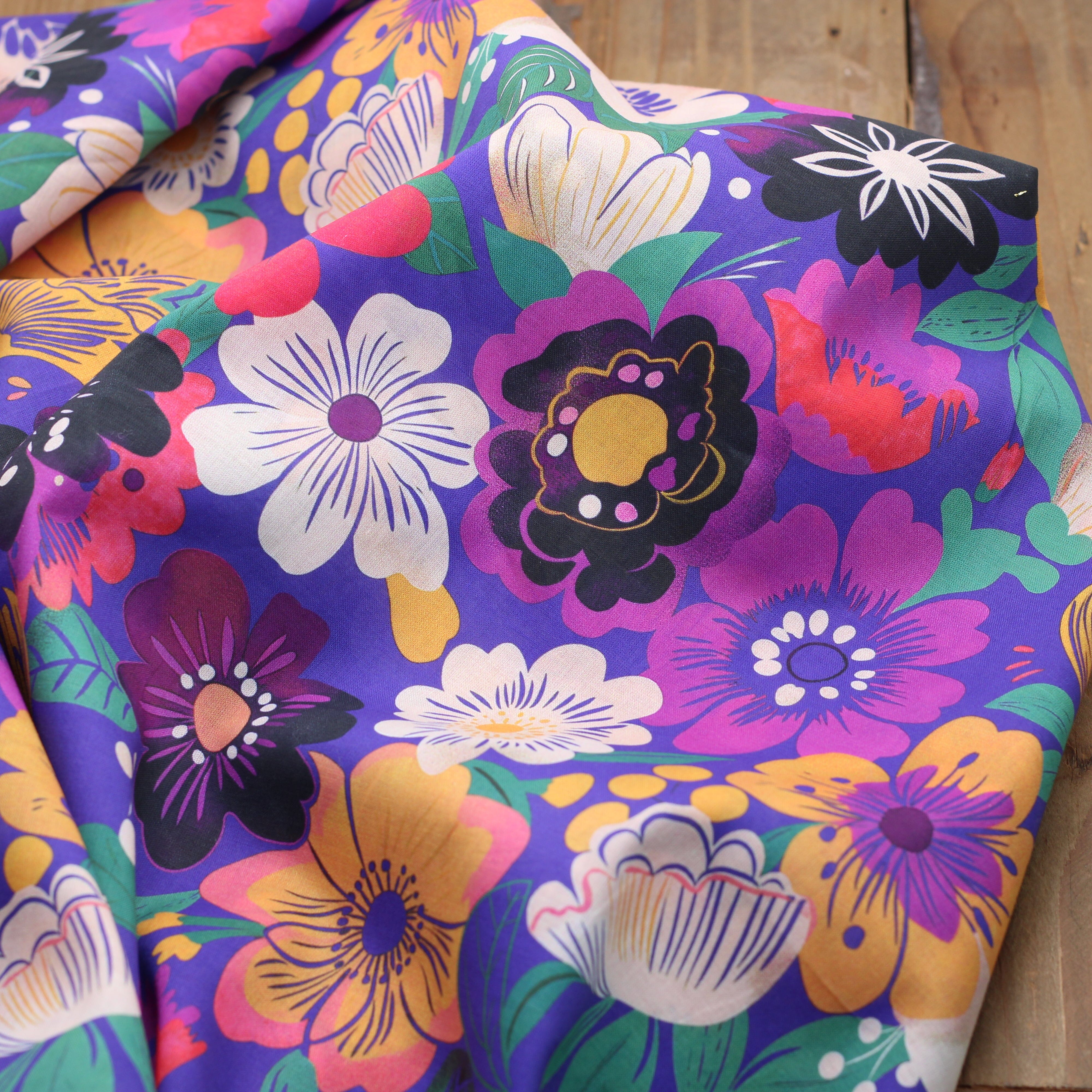 Tissu Voile de coton fleuri - BRIDGET - Violet (Vendu x10cm) Tissus Sélection Gaspard & Léonie | Gaspard et Léonie Tissus en ligne et Mercerie à Toulouse