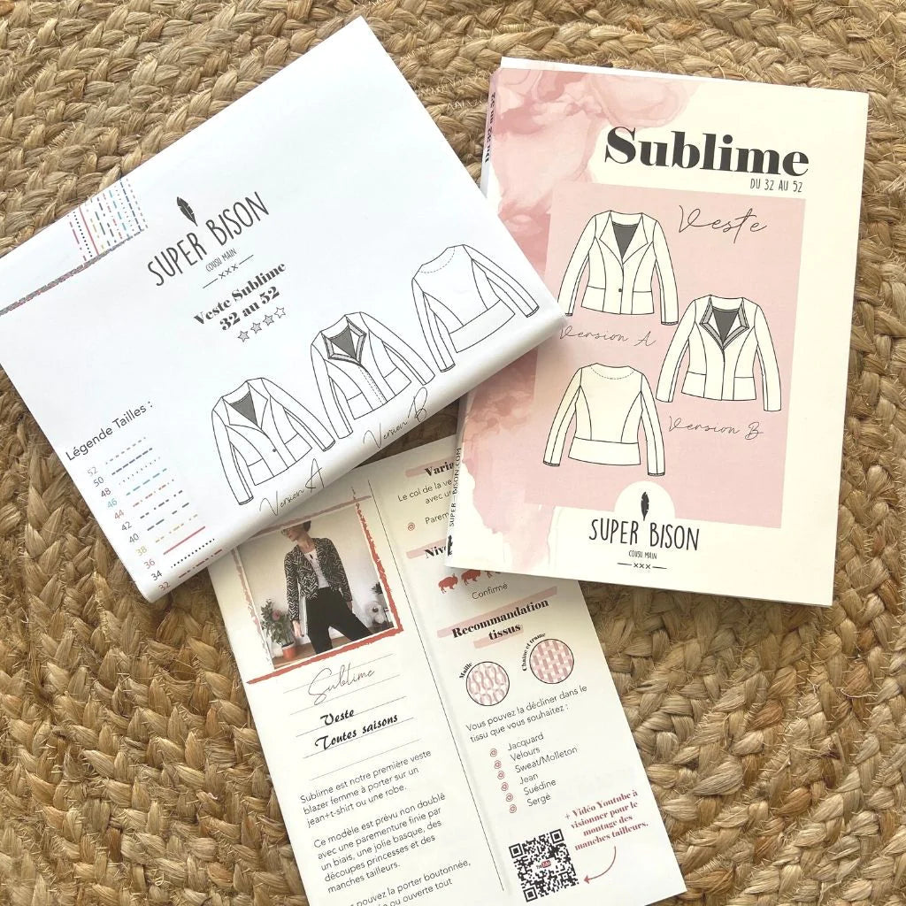 Veste SUBLIME - Patron de couture pochette - SUPER BISON Patron de couture SUPER BISON | Gaspard et Léonie Tissus en ligne et Mercerie à Toulouse