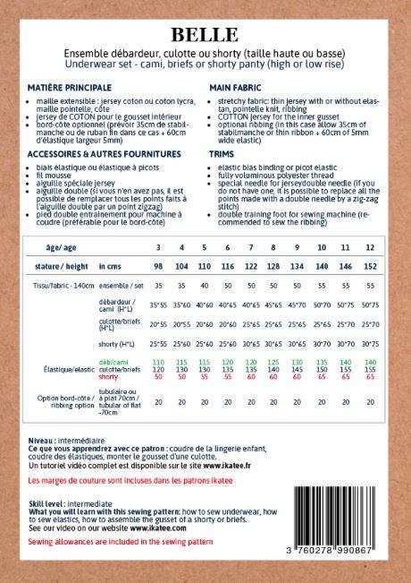 BELLE Enfant Sous-vêtements patron de couture pochette - L'atelier de Gaspard et Léonie