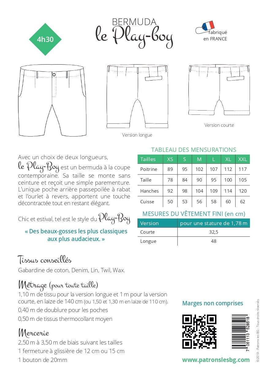 Bermuda LE PLAY-BOY Patron de couture pochette - L'atelier de Gaspard et Léonie