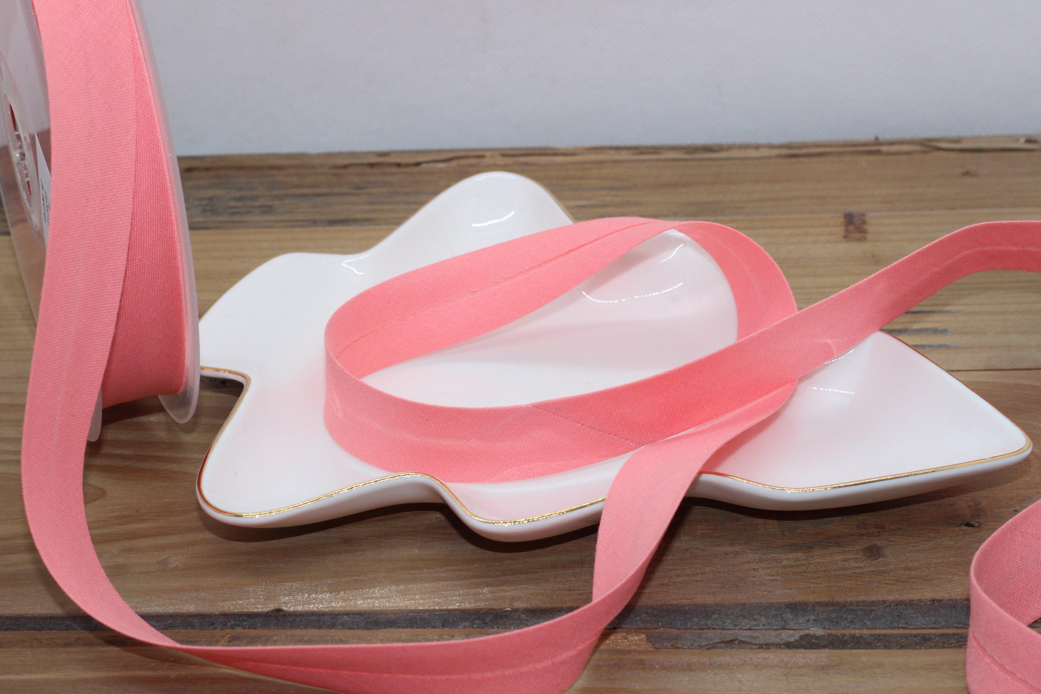 Biais Polycoton uni COL:58 20mm Rose corail (Vendu x10cm) - L'atelier de Gaspard et Léonie