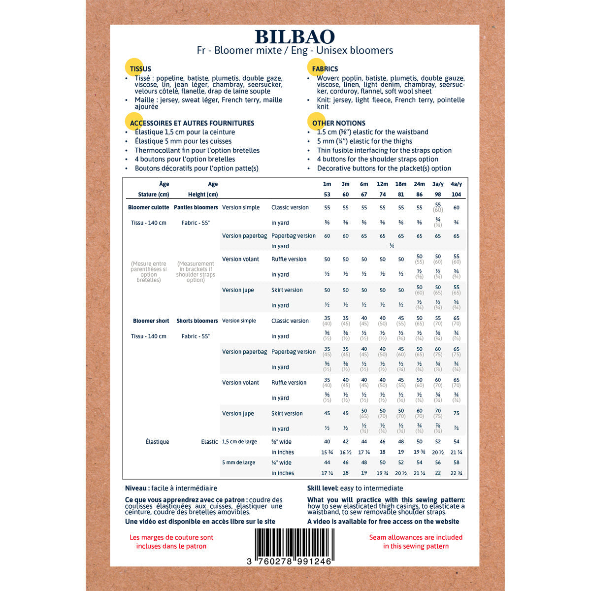 Bloomer BILBAO patron de couture pochette - IKATEE Patron de couture Ikatee | Gaspard et Léonie Tissus en ligne et Mercerie à Toulouse