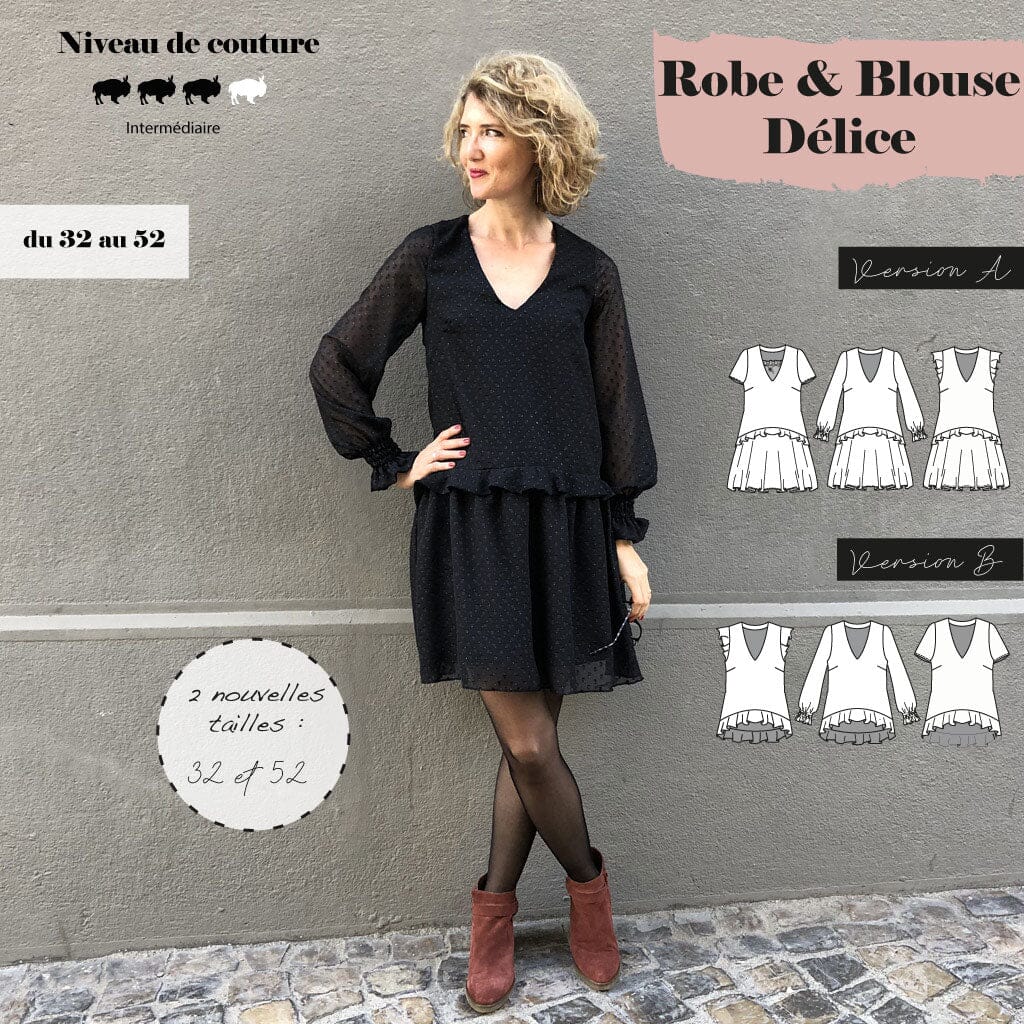 Blouse et Robe DELICE Patron de couture pochette - SUPER BISON Patron de couture SUPER BISON | Gaspard et Léonie Tissus en ligne et Mercerie à Toulouse