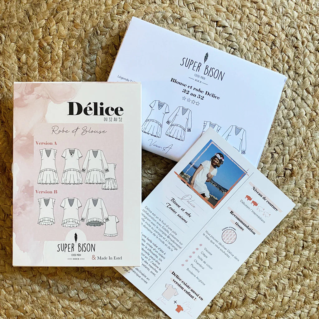 Blouse et Robe DELICE Patron de couture pochette - SUPER BISON Patron de couture SUPER BISON | Gaspard et Léonie Tissus en ligne et Mercerie à Toulouse