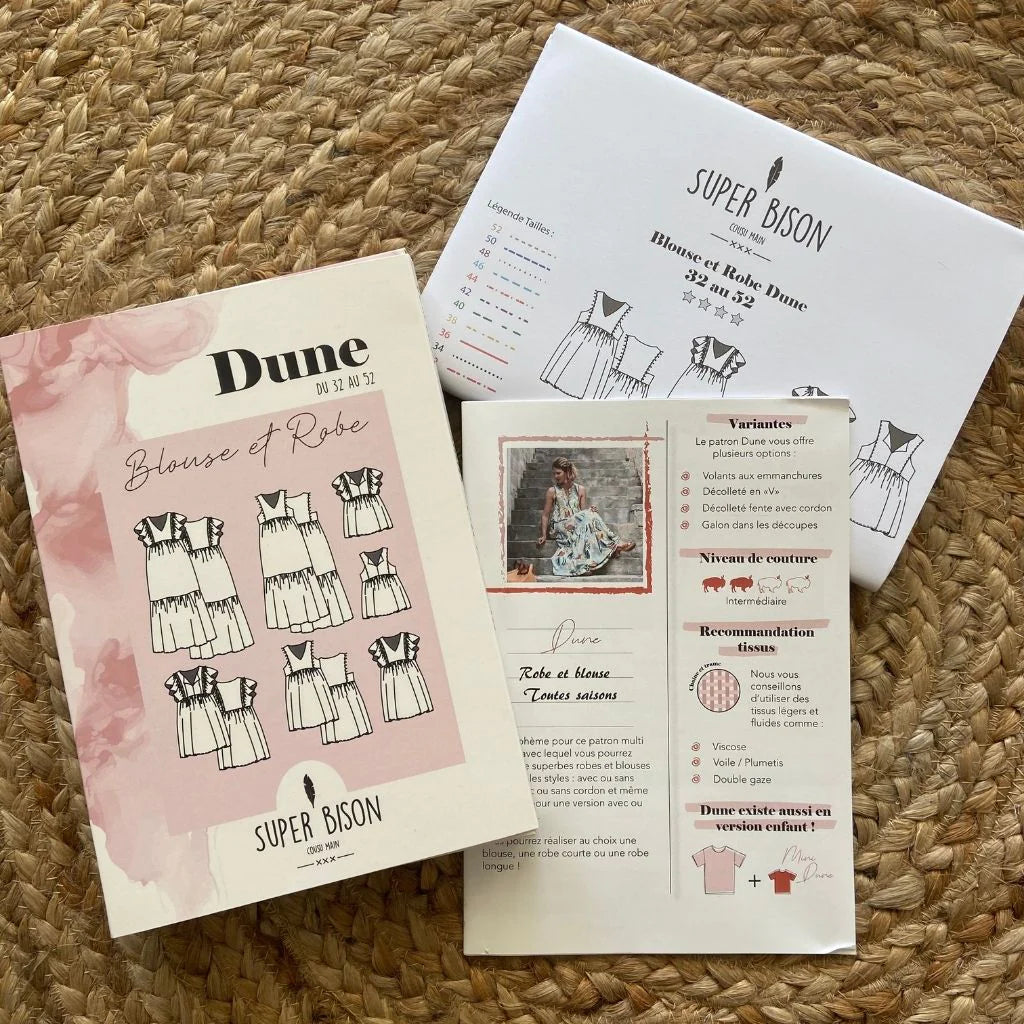 Blouse et Robe DUNE Patron de couture pochette - SUPER BISON Patron de couture SUPER BISON | Gaspard et Léonie Tissus en ligne et Mercerie à Toulouse