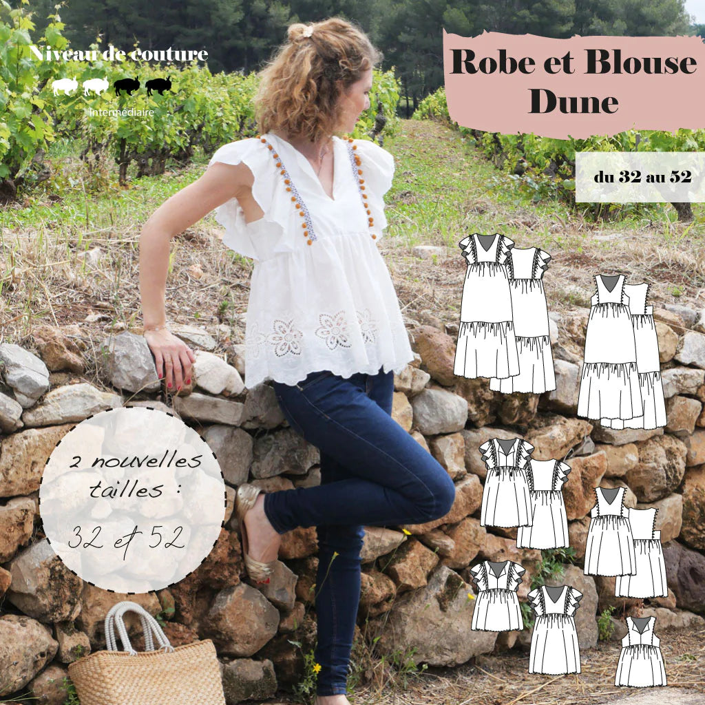 Blouse et Robe DUNE Patron de couture pochette - SUPER BISON Patron de couture SUPER BISON | Gaspard et Léonie Tissus en ligne et Mercerie à Toulouse