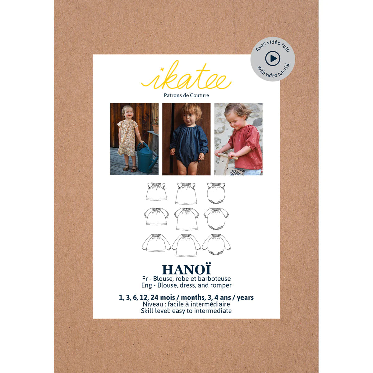 Blouse/Robe/Barboteuse HANOÏ - patron de couture pochette - IKATEE Patron de couture Ikatee | Gaspard et Léonie Tissus en ligne et Mercerie à Toulouse