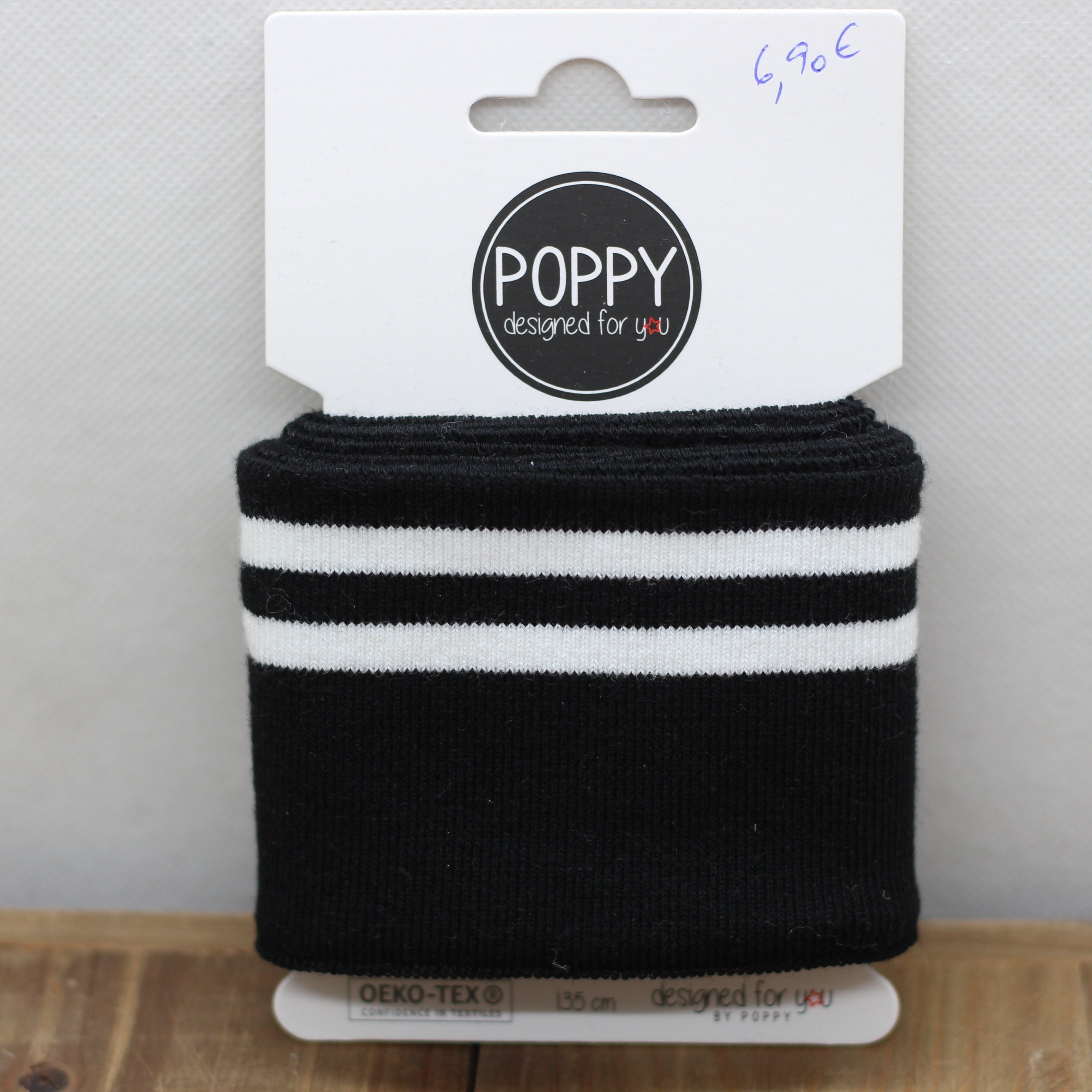 Bord Côte - Noir / Blanc (Vendu x10cm) Tissus POPPY Designed For You | Gaspard et Léonie Tissus Mercerie Toulouse