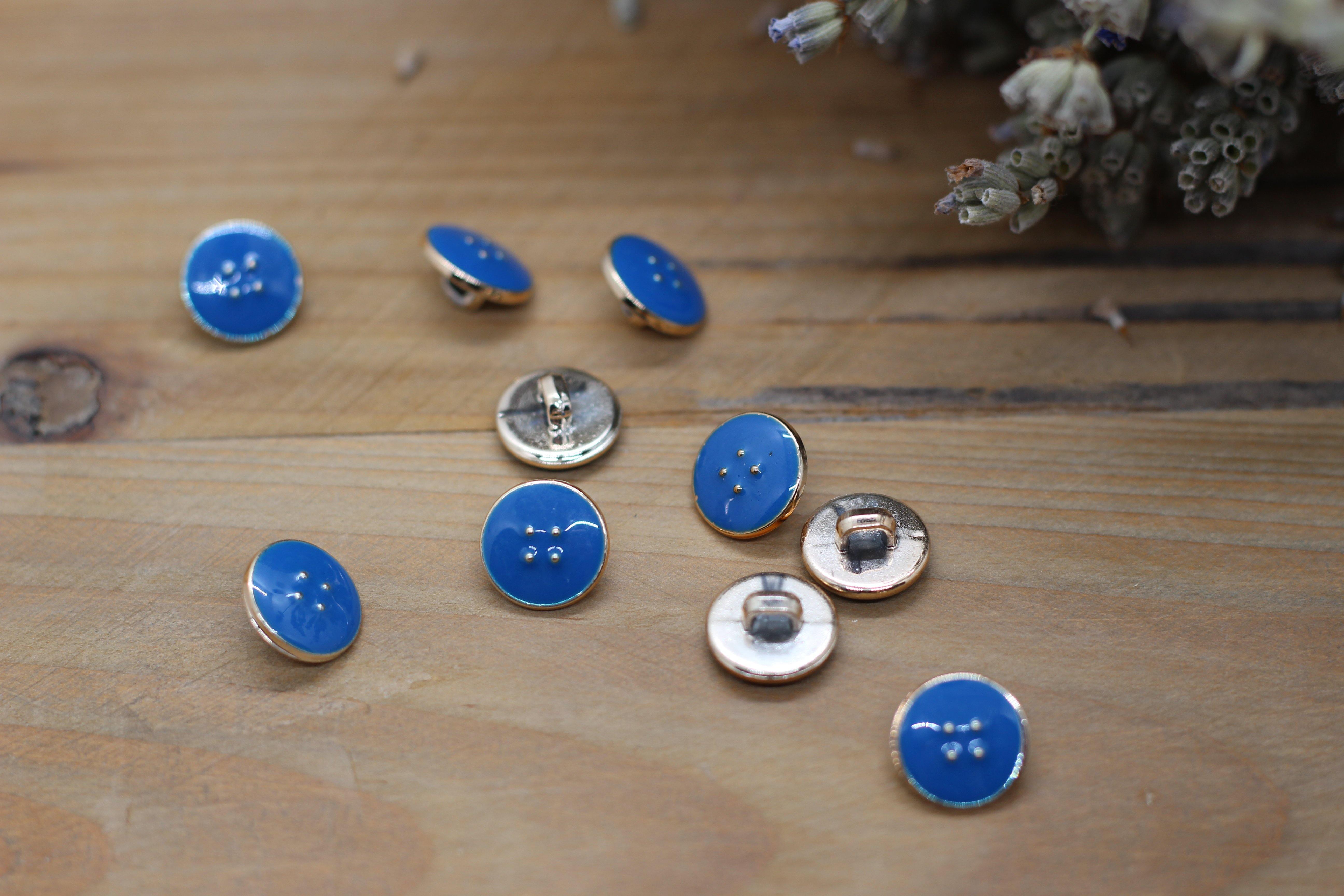 Bouton Emaillé VIC Bleu turquoise - L'atelier de Gaspard et Léonie
