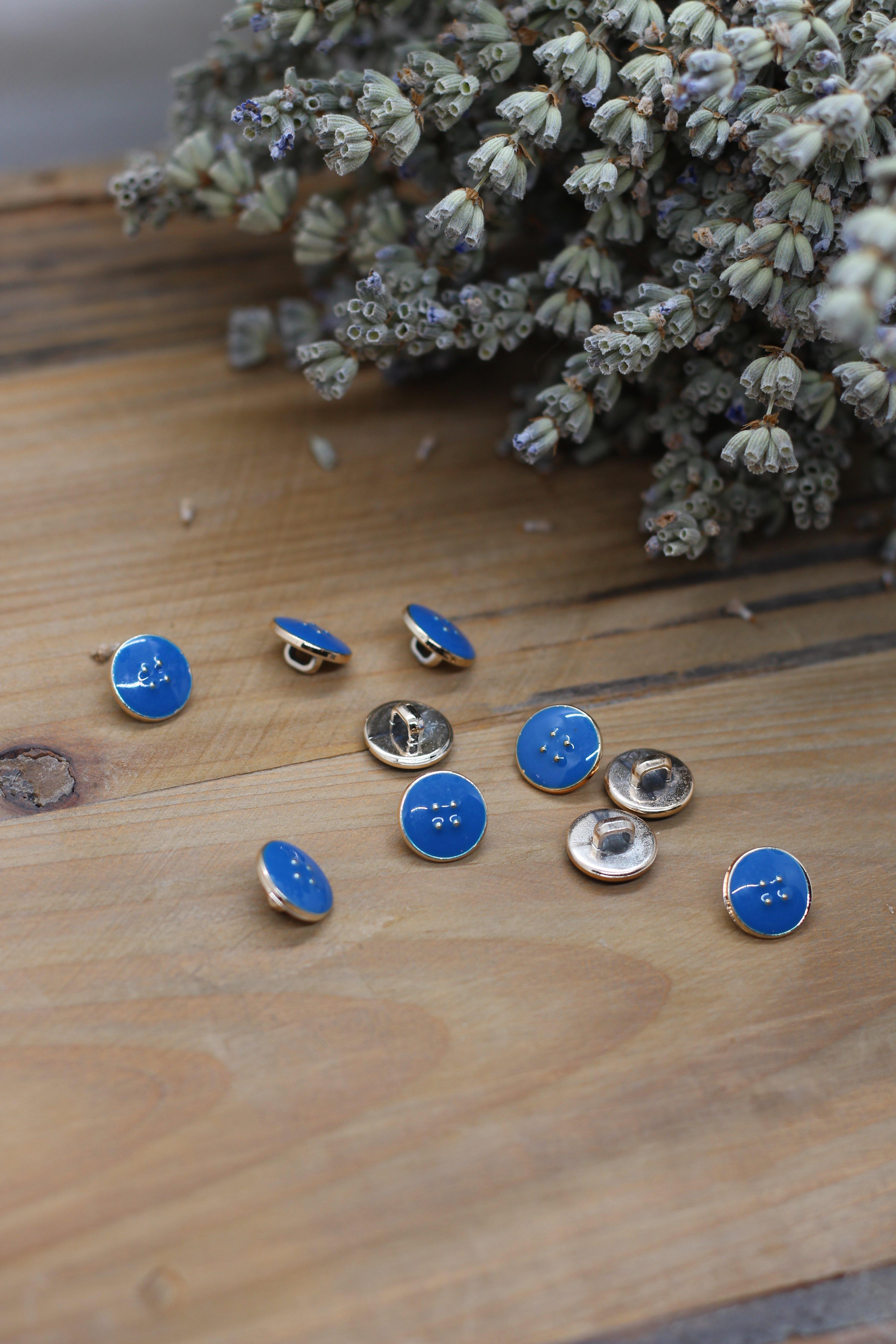 Bouton Emaillé VIC Bleu turquoise - L'atelier de Gaspard et Léonie