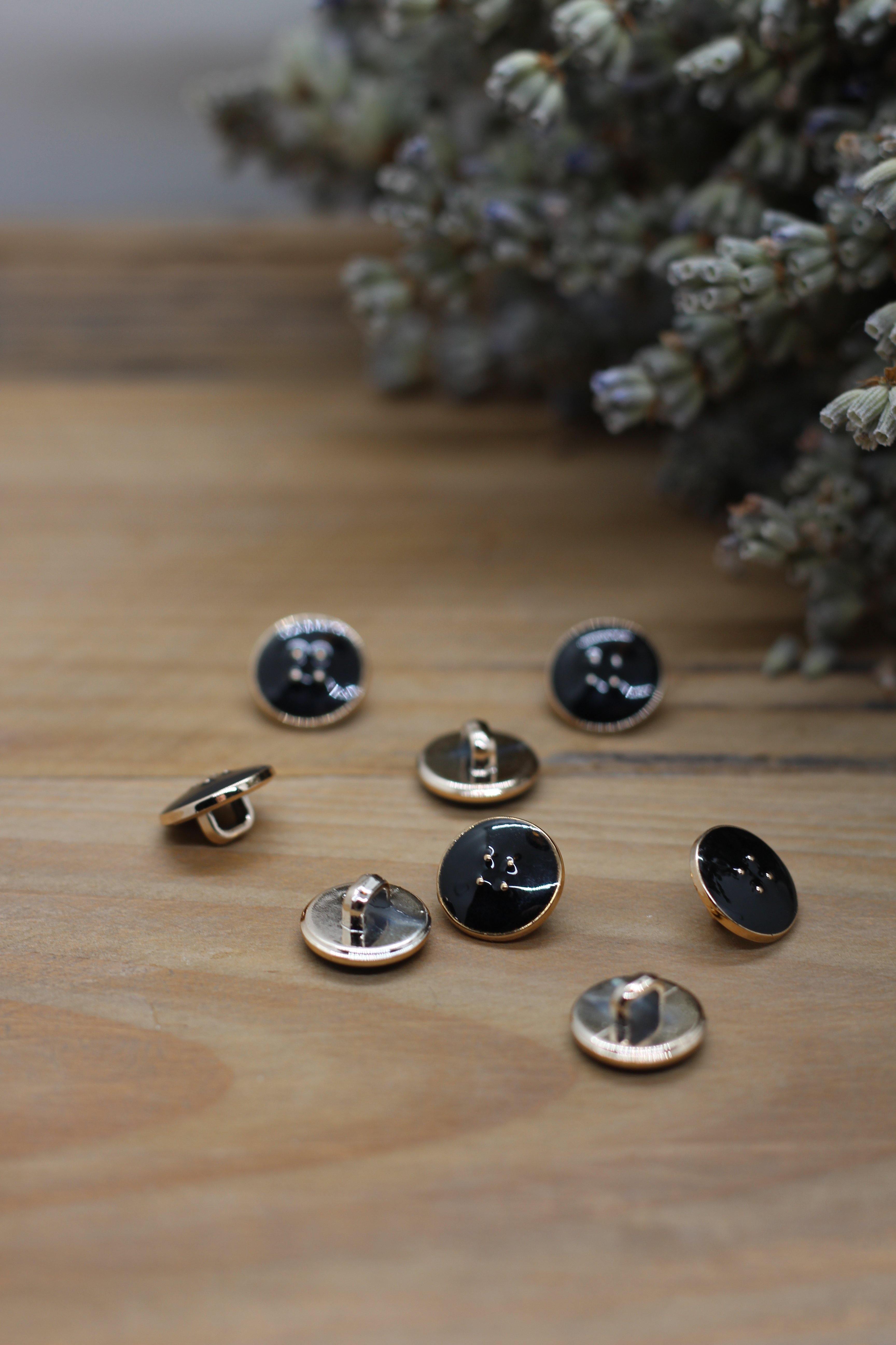 Bouton Emaillé VIC Noir - L'atelier de Gaspard et Léonie