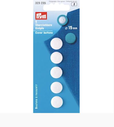 Boutons à recouvrir Plastiques 15mm - PRYM Mercerie Prym | Gaspard et Léonie Tissus en ligne et Mercerie à Toulouse