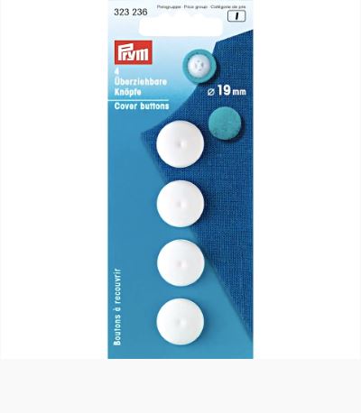 Boutons à recouvrir Plastiques 19mm - PRYM Mercerie Prym | Gaspard et Léonie Tissus en ligne et Mercerie à Toulouse