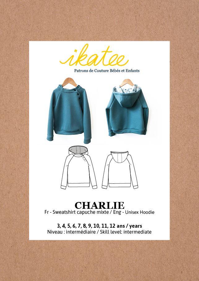 CHARLIE Enfant Mixte Sweat Capuche patron de couture pochette - L'atelier de Gaspard et Léonie