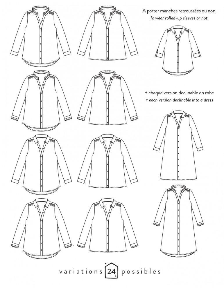 Chemise femme AZUR Patron de couture pochette - L'atelier de Gaspard et Léonie