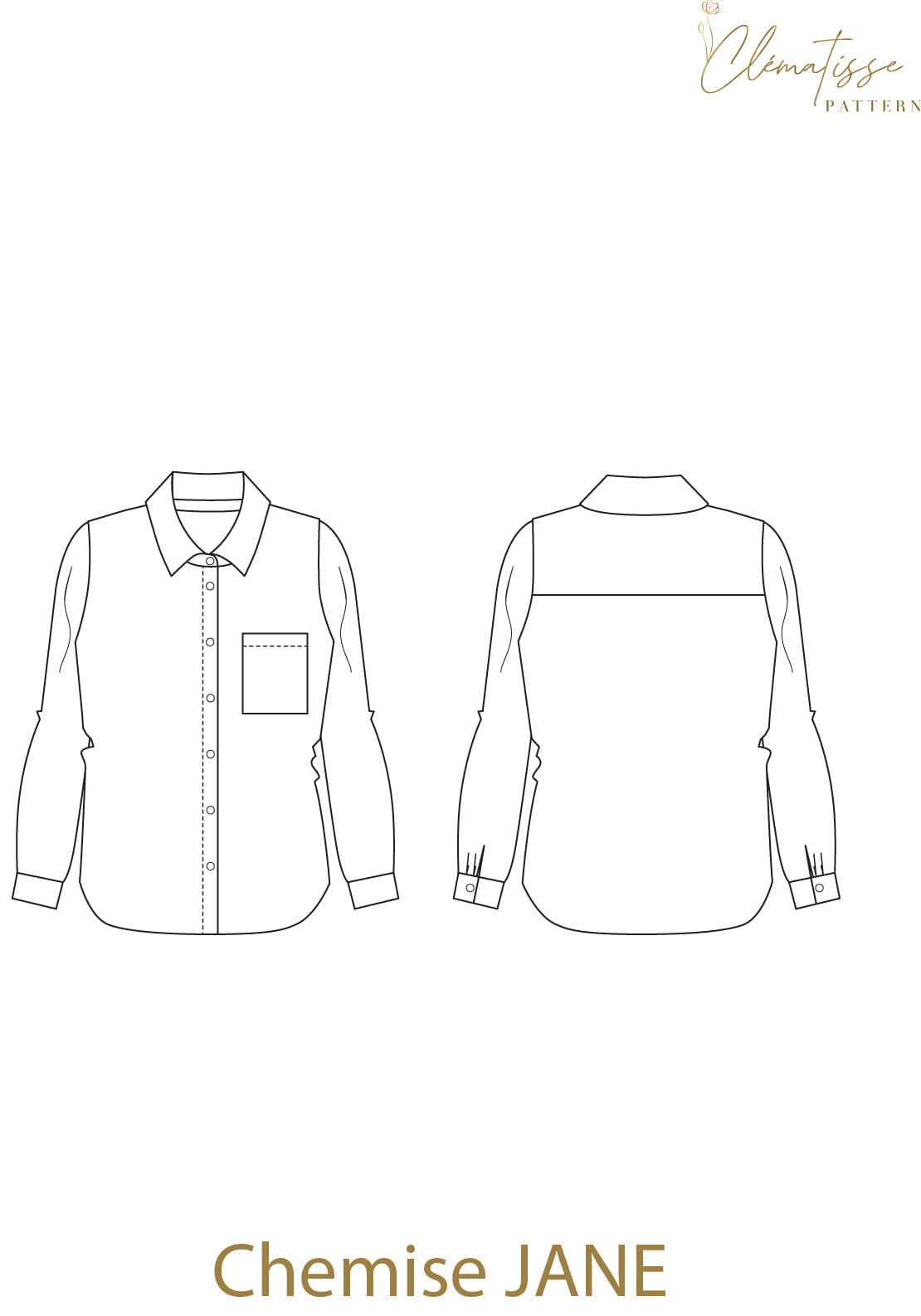 Chemise JANE Patron de couture Pochette - CLEMATISSE PATTERN Patron de couture CLEMATISSE PATTERN | Gaspard et Léonie Tissus en ligne et Mercerie à Toulouse