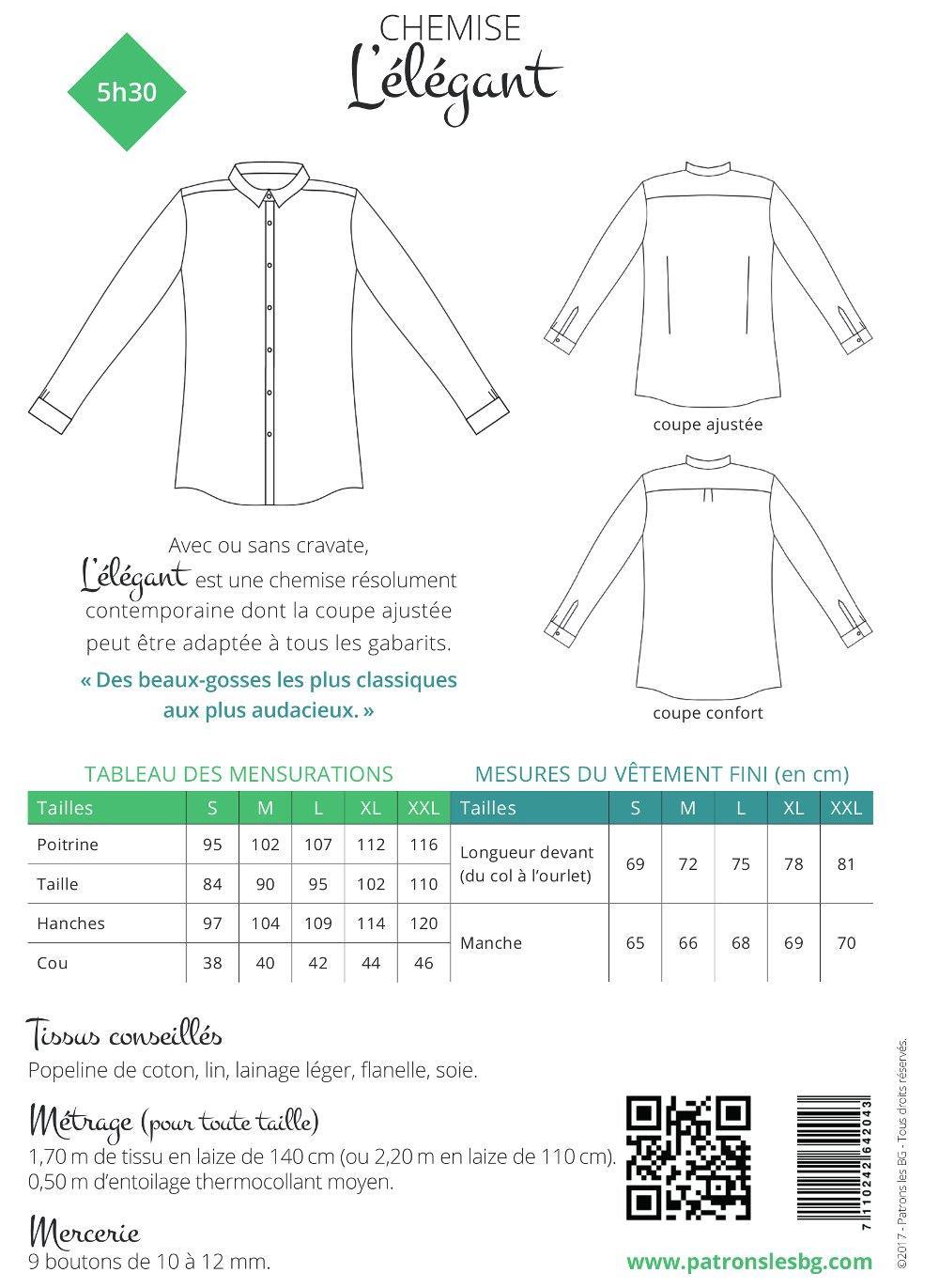 Chemise L'ÉLÉGANT Patron de couture pochette - L'atelier de Gaspard et Léonie