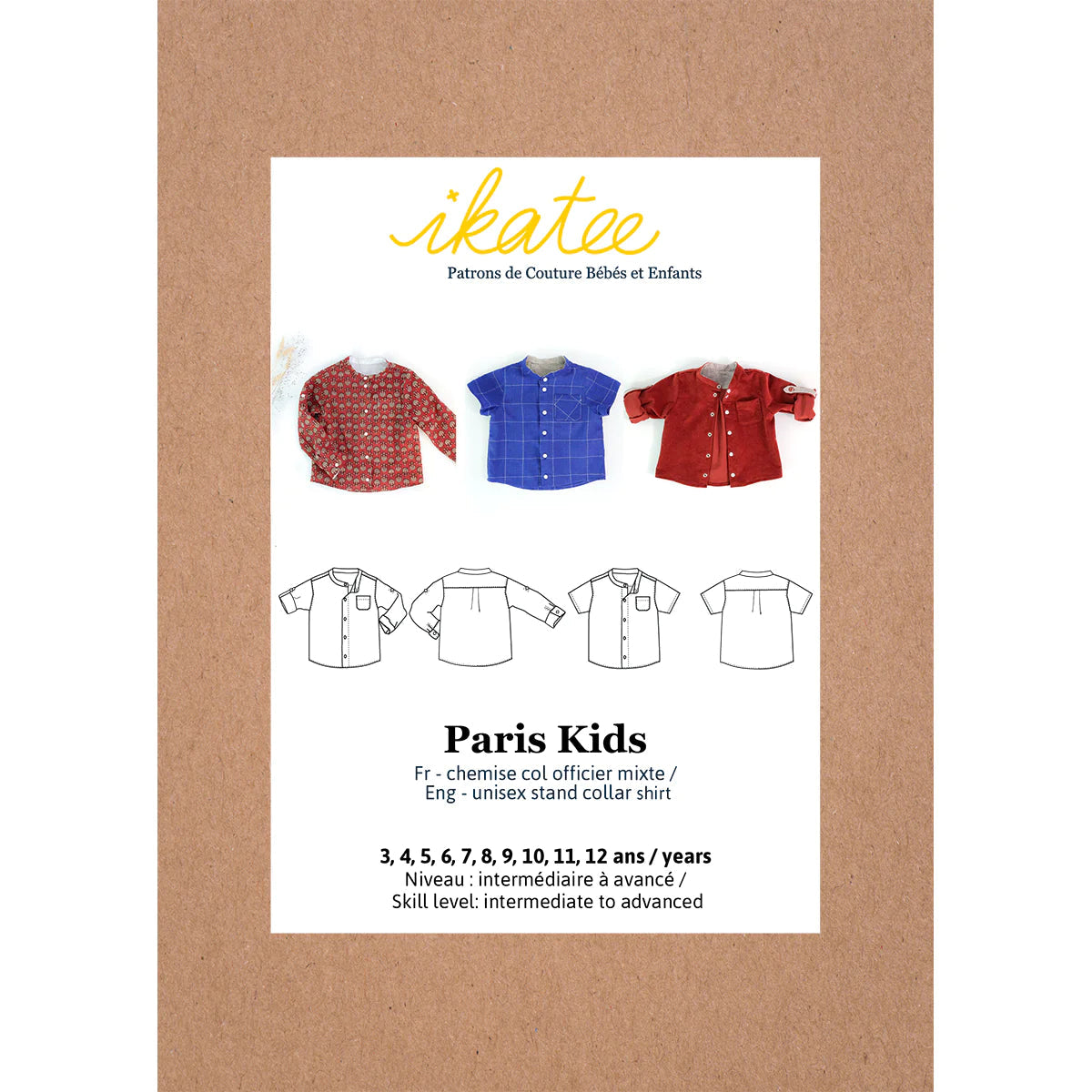 Chemise PARIS KIDS - patron de couture pochette - IKATEE Patron de couture Ikatee | Gaspard et Léonie Tissus en ligne et Mercerie à Toulouse