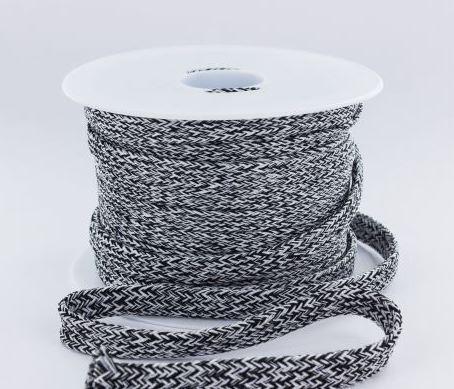 Mercerie Cordon tressé 12mm - Chiné Noir | Gaspard et Léonie Tissus Toulouse