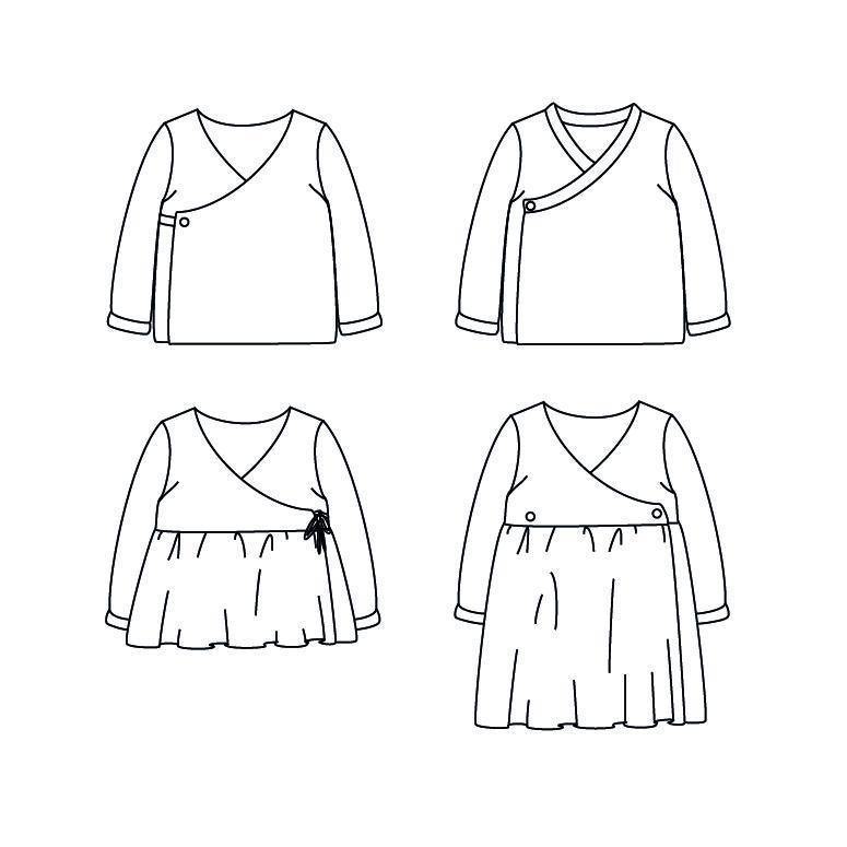 DUBLIN Enfant ROBE-Gilet croisé Cardigan patron de couture pochette - L'atelier de Gaspard et Léonie