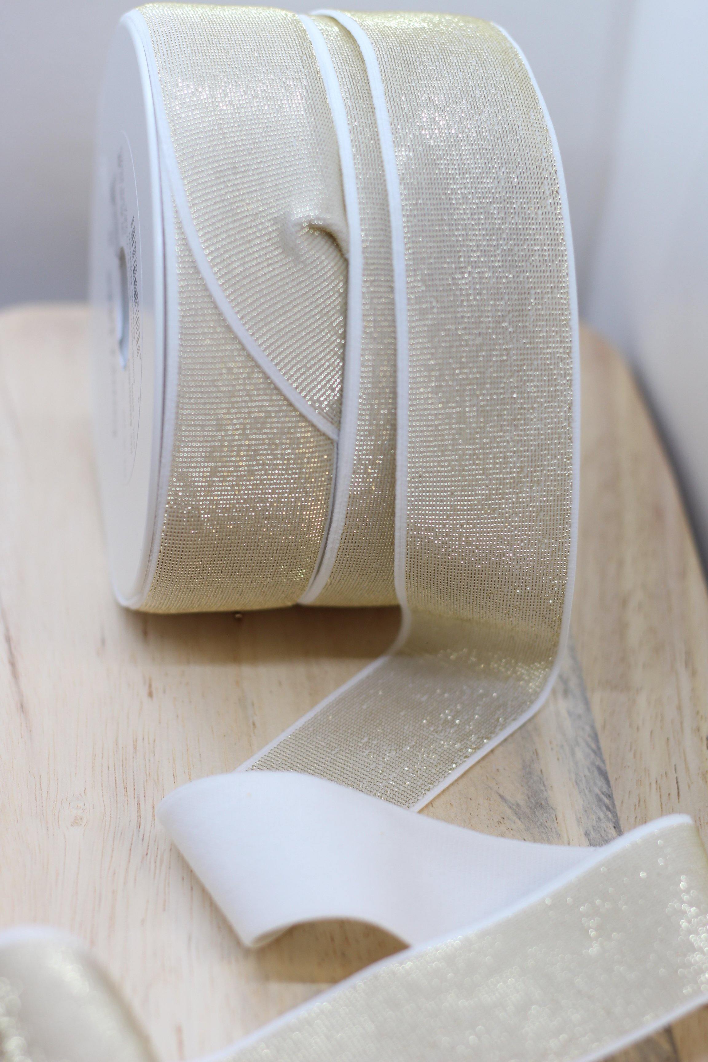 Elastique Large Lurex Blanc/Doré (Vendu x10cm) - L'atelier de Gaspard et Léonie