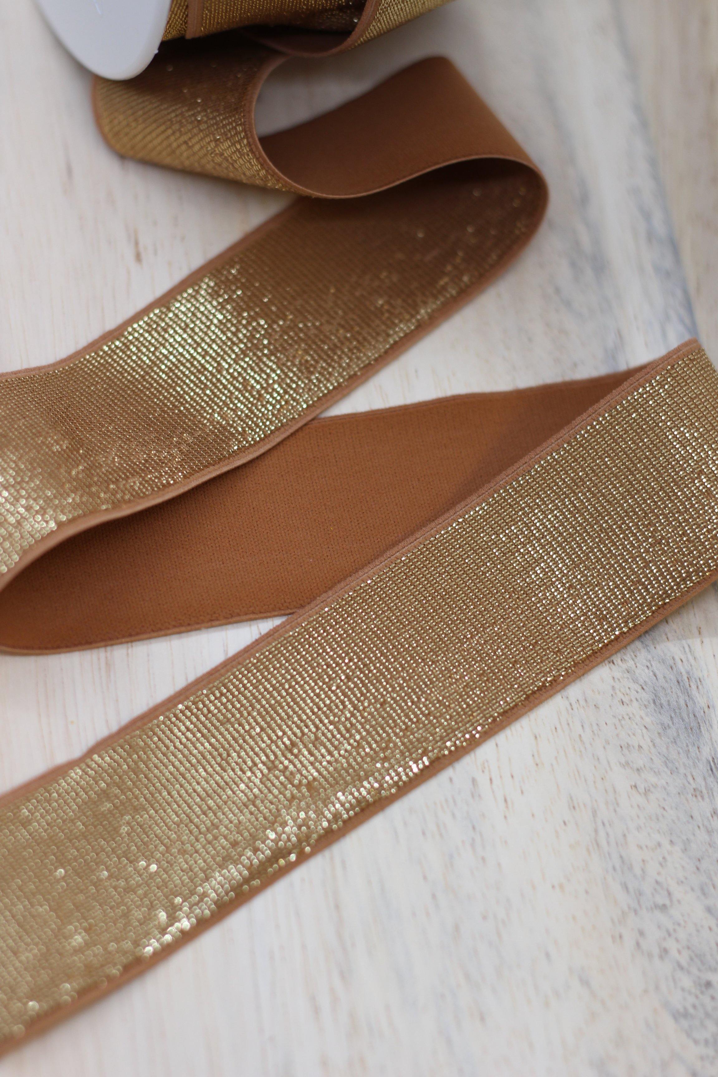 Elastique Large Lurex Caramel/Doré (Vendu x10cm) - L'atelier de Gaspard et Léonie
