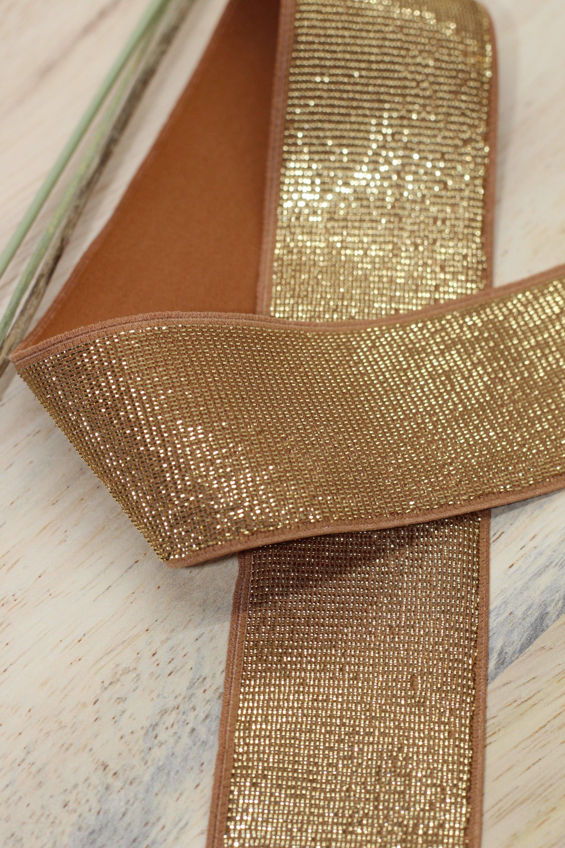 Elastique Large Lurex Caramel/Doré (Vendu x10cm) - L'atelier de Gaspard et Léonie