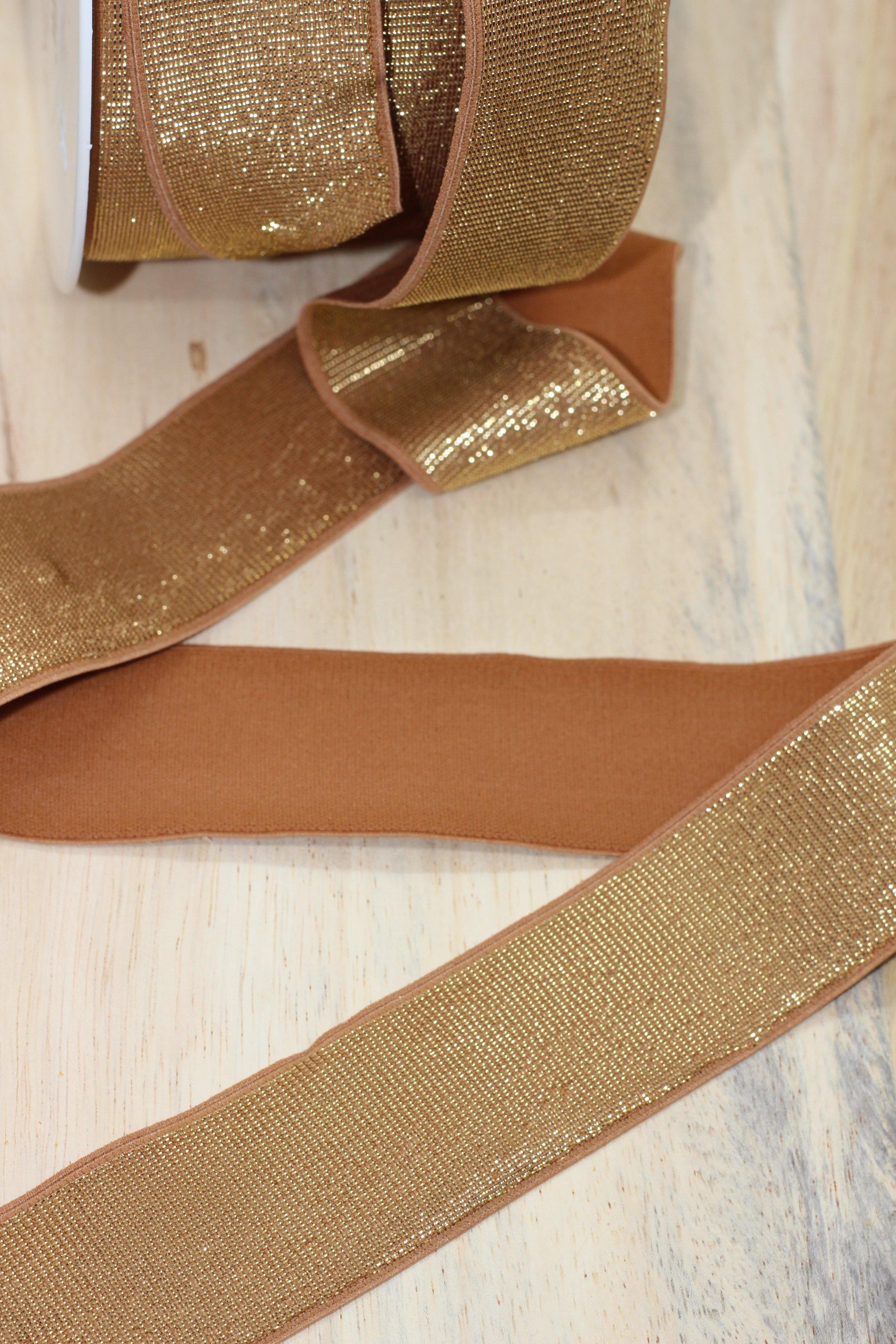 Elastique Large Lurex Caramel/Doré (Vendu x10cm) - L'atelier de Gaspard et Léonie