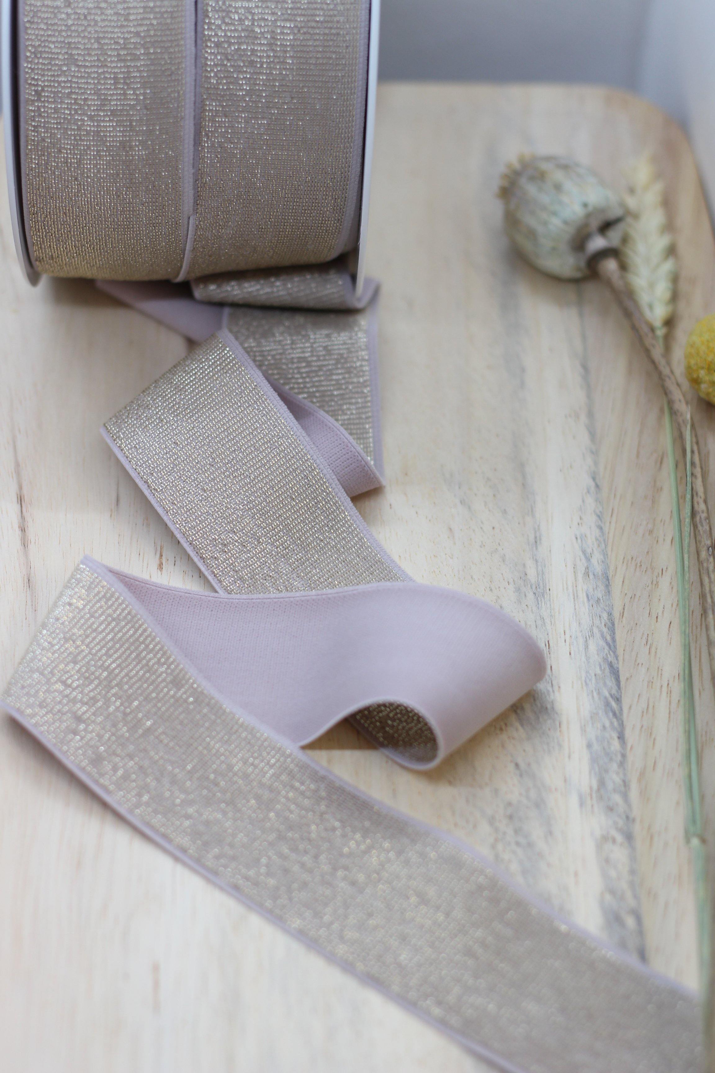 Elastique Large Lurex Nude/Doré (Vendu x10cm) - L'atelier de Gaspard et Léonie