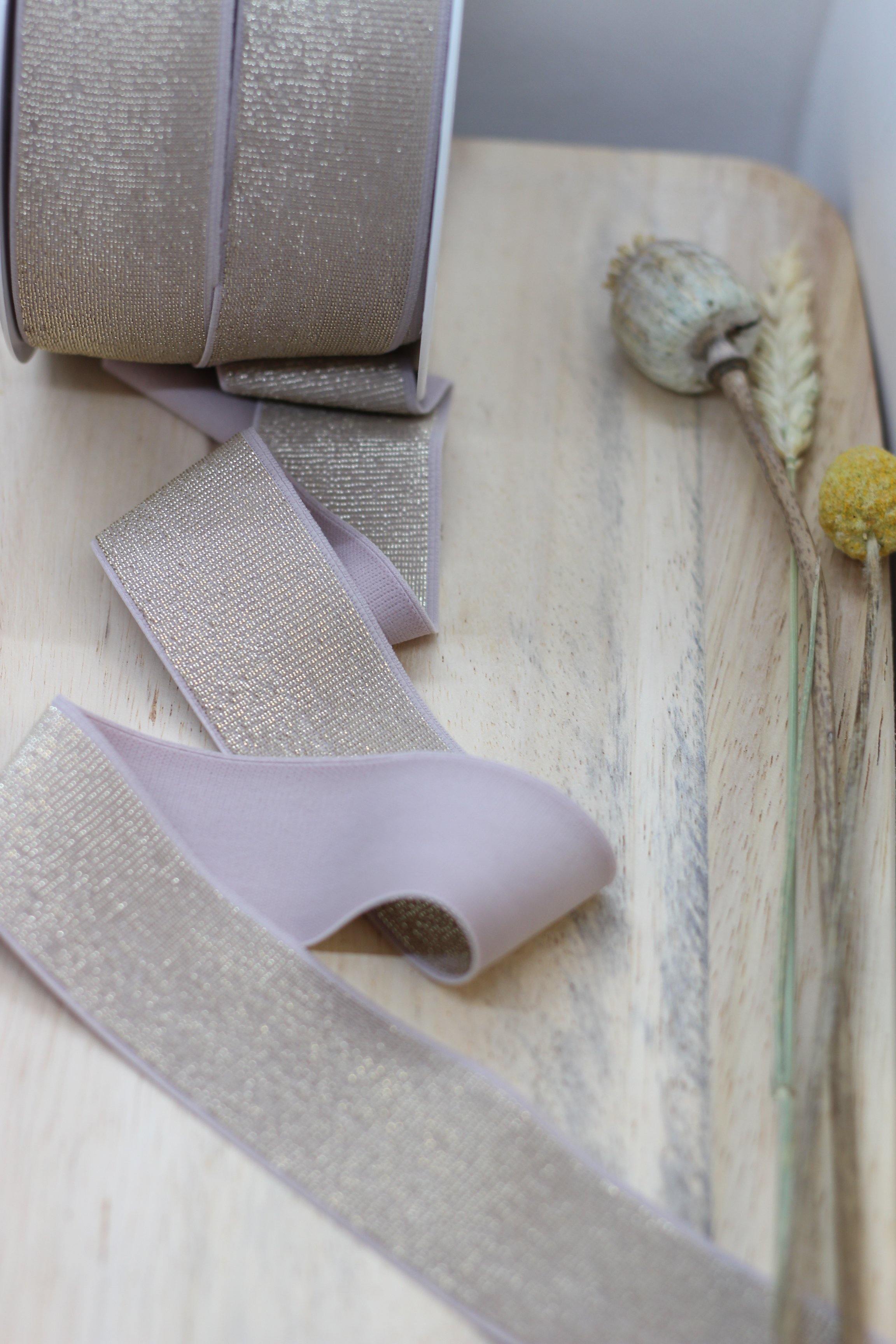 Elastique Large Lurex Nude/Doré (Vendu x10cm) - L'atelier de Gaspard et Léonie