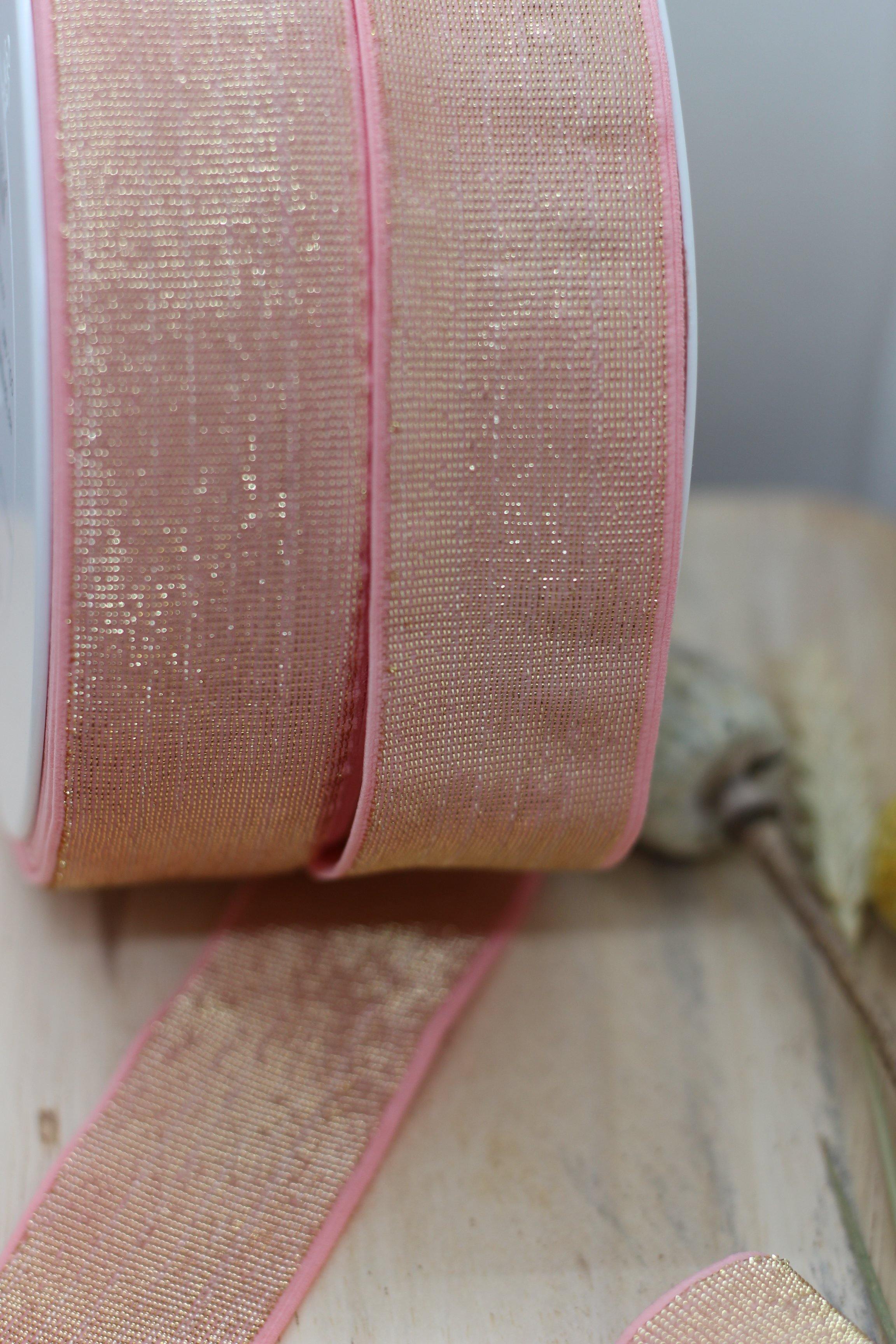 Elastique Large Lurex Rose/Doré (Vendu x10cm) - L'atelier de Gaspard et Léonie