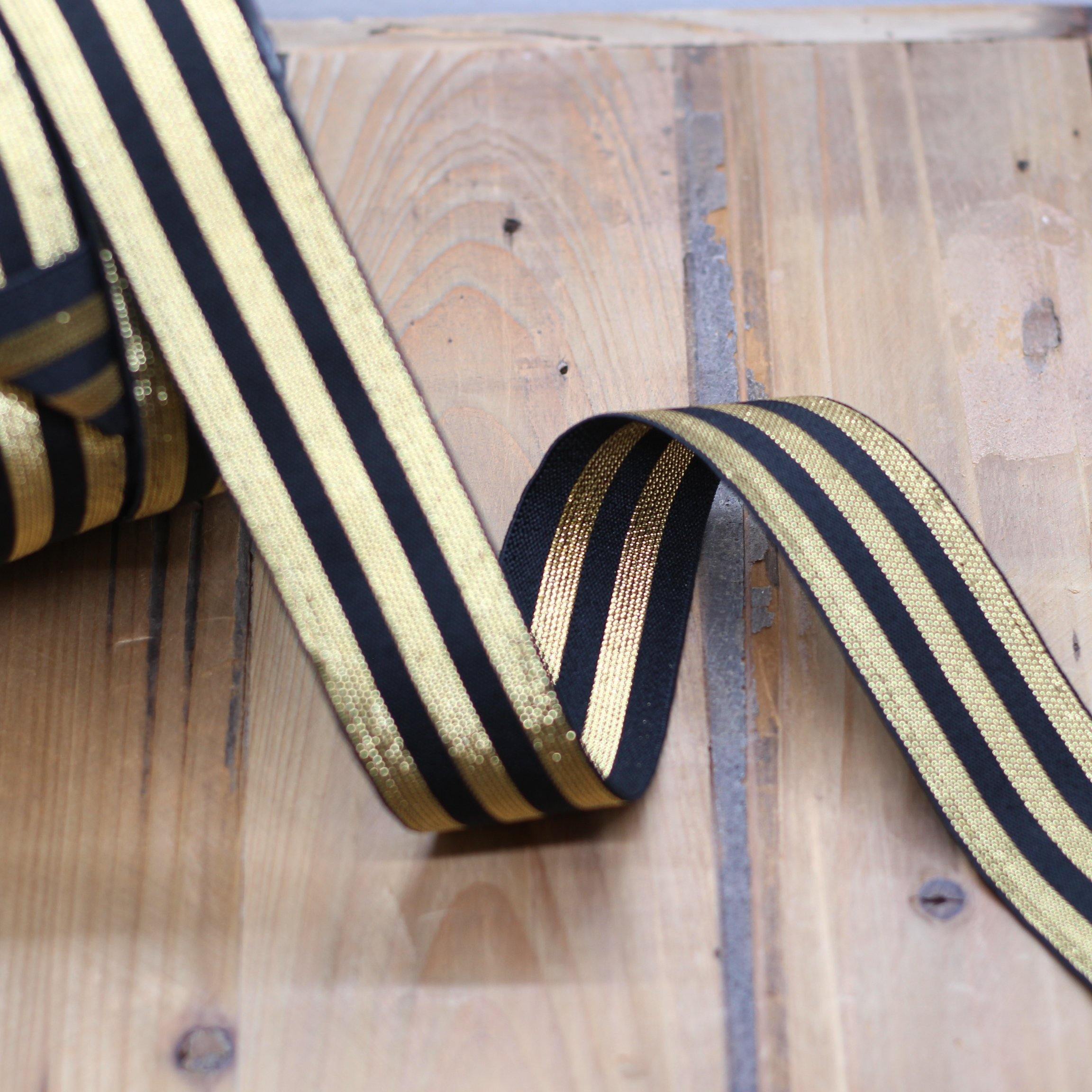 Elastique Large Lurex Stripe Noir et Or (Vendu x10cm) Mercerie Sélection Gaspard & Léonie | Gaspard et Léonie Tissus Mercerie Toulouse