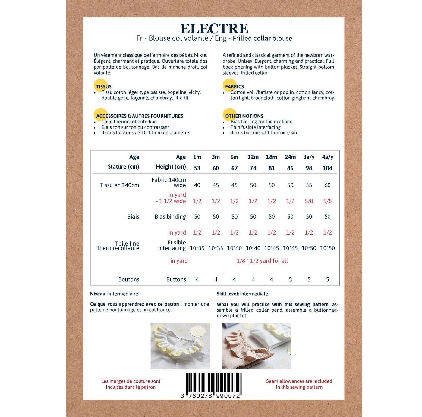 ELECTRE Blouse col volanté patron de couture pochette - L'atelier de Gaspard et Léonie