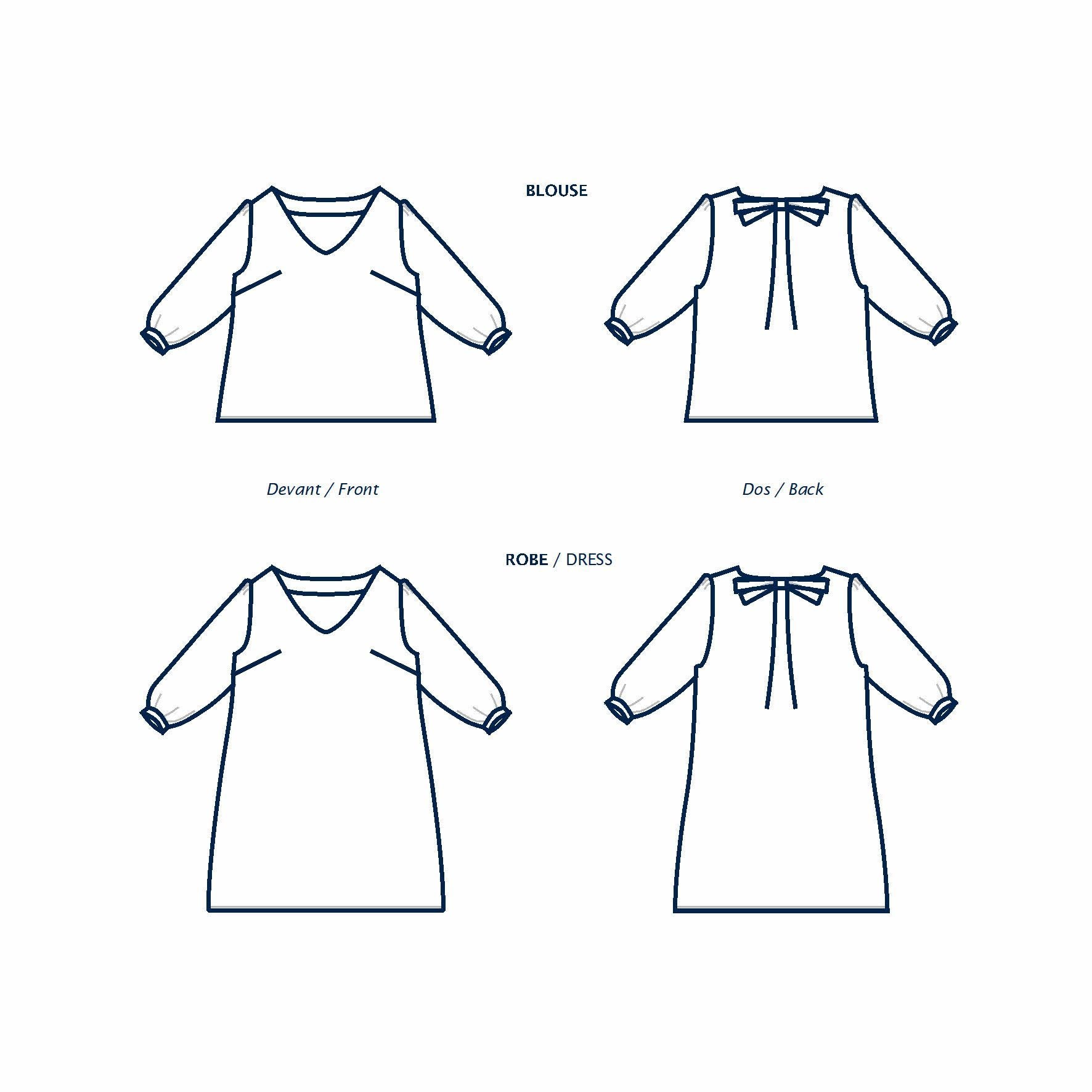 ELENA blouse/robe patron de couture pochette Patron de couture Les lubies de Cadia | Gaspard et Léonie Tissus Mercerie Toulouse
