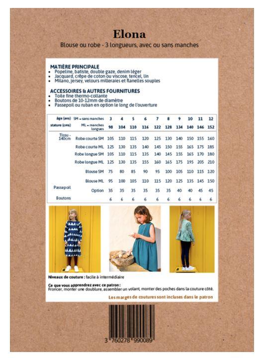 ELONA Enfant Blouse ou Robe patron de couture pochette - L'atelier de Gaspard et Léonie