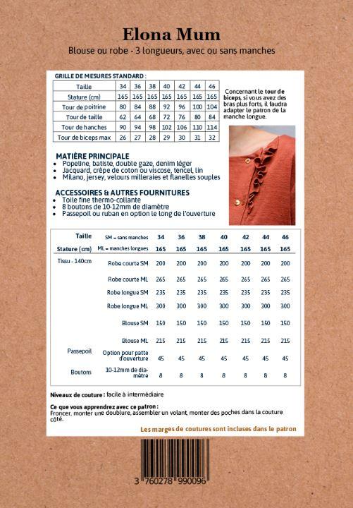 ELONA Mum Blouse ou Robe Patron de couture pochette - L'atelier de Gaspard et Léonie