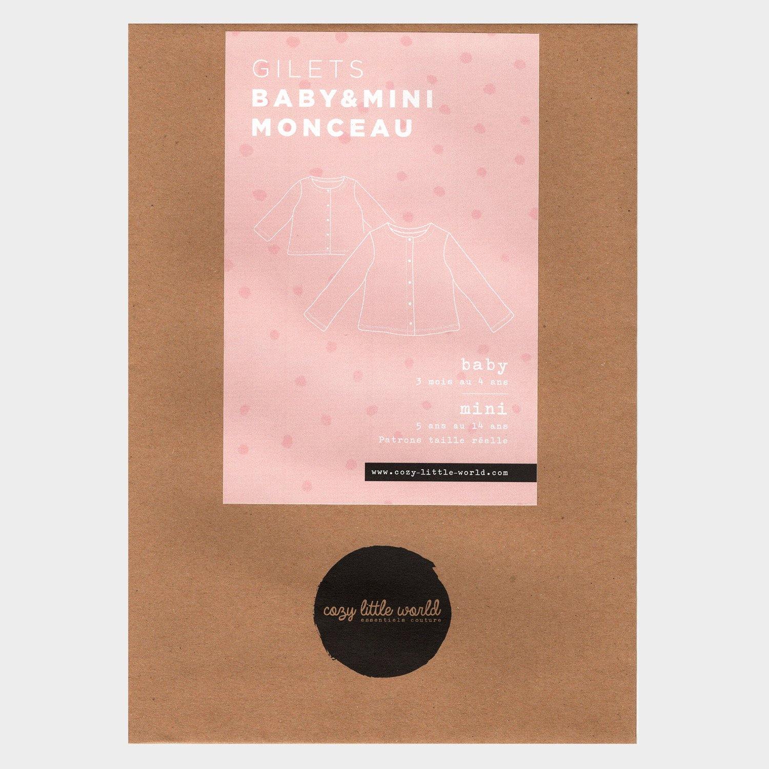 Gilet Baby et Mini MONCEAU Patron de couture Pochette - L'atelier de Gaspard et Léonie