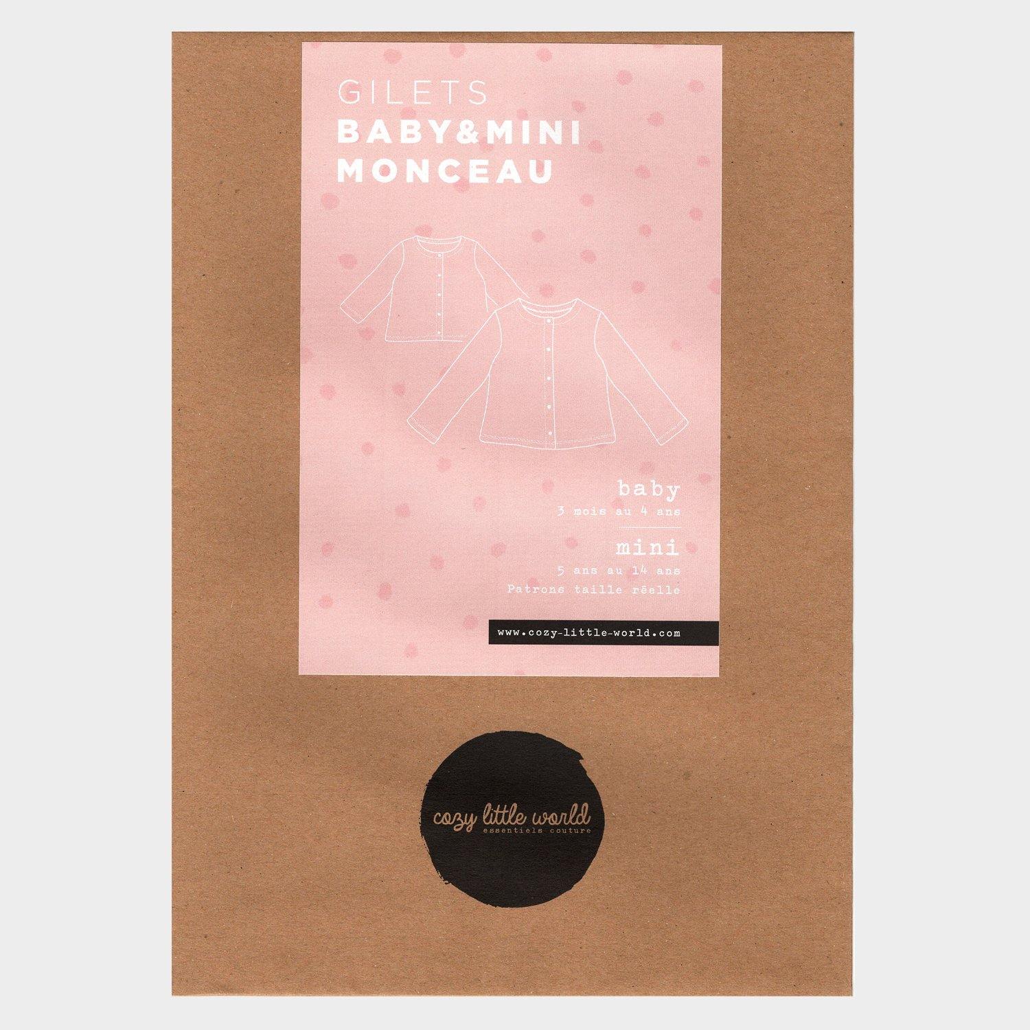 Gilet Baby et Mini MONCEAU Patron de couture Pochette - L'atelier de Gaspard et Léonie