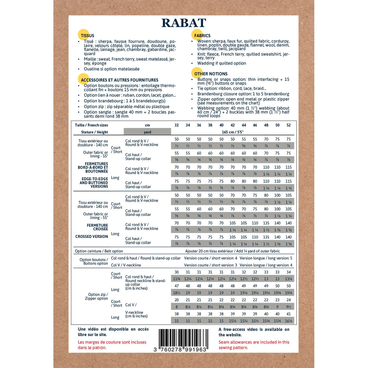 Gilet sans manche RABAT Patron de couture pochette - IKATEE Patron de couture Ikatee | Gaspard et Léonie Tissus en ligne et Mercerie à Toulouse