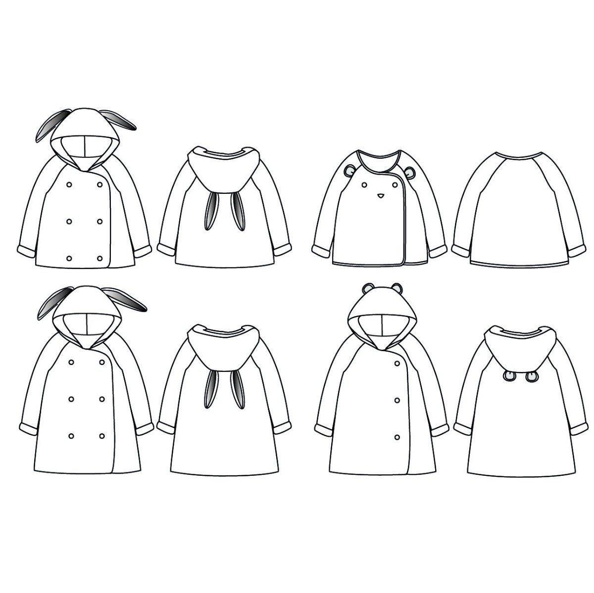 GRAND’OURSE KIDS Gilet Veste Peignoir Imperméable Mixte patron de couture pochette - L'atelier de Gaspard et Léonie