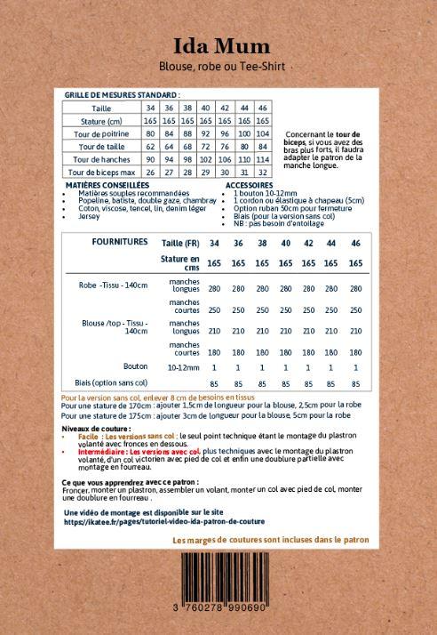 IDA Mum Top ou Robe patron de couture pochette - L'atelier de Gaspard et Léonie