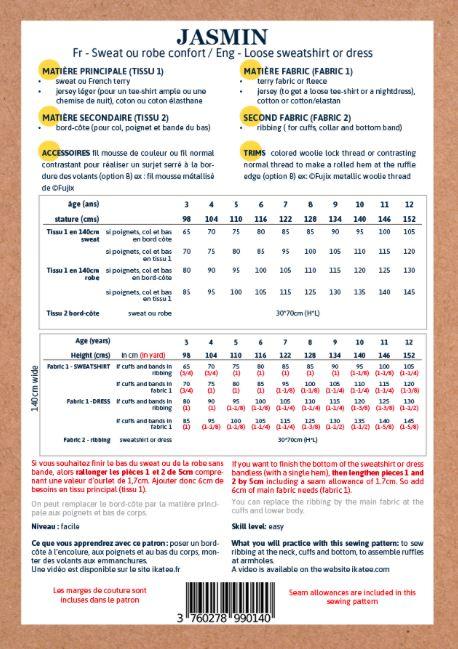 JASMIN Enfant Sweat ou Robe patron de couture pochette - L'atelier de Gaspard et Léonie