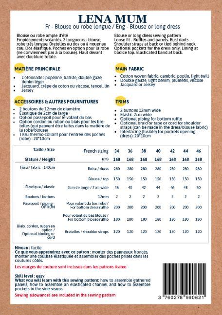 LENA Mum Robe patron de couture pochette - L'atelier de Gaspard et Léonie