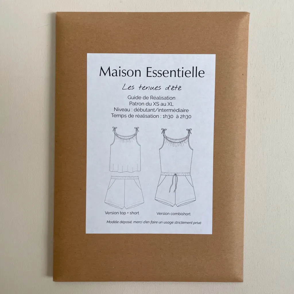 Les tenues d'été top / short / combishort - Patron de couture pochette - MAISON ESSENTIELLE Patron de couture MAISON ESSENTIELLE | Gaspard et Léonie Tissus en ligne et Mercerie à Toulouse