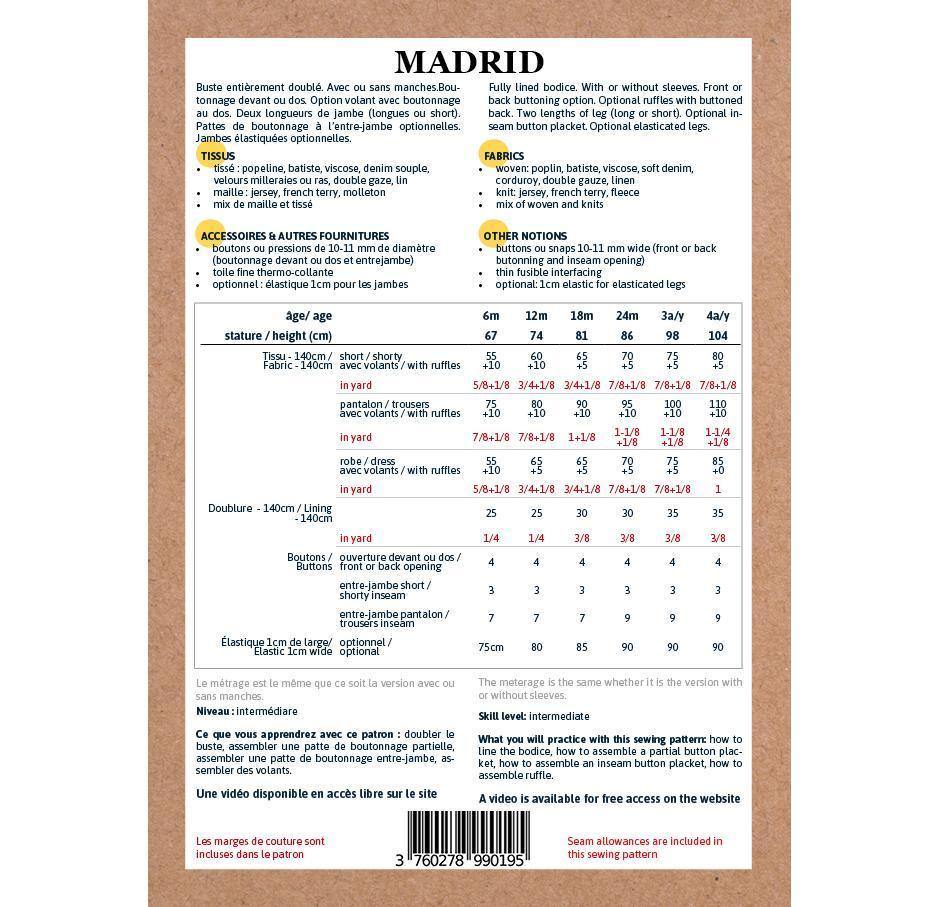 MADRID Combi-pantalon short ou robe patron de couture pochette - L'atelier de Gaspard et Léonie