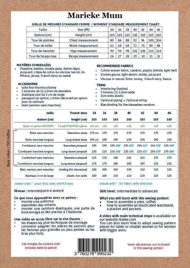 MARIEKE Mum Combi-Pantalon/Short ou robe Patron de couture pochette - L'atelier de Gaspard et Léonie